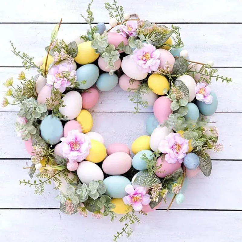 5 Styel Bow Ribbon Easter Eggs Wreath Easter Eggs Garland Door Ornaments Wall Decor Happy 2023 Easter Day Decor For Home Kids