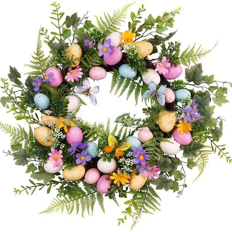 5 Styel Bow Ribbon Easter Eggs Wreath Easter Eggs Garland Door Ornaments Wall Decor Happy 2023 Easter Day Decor For Home Kids