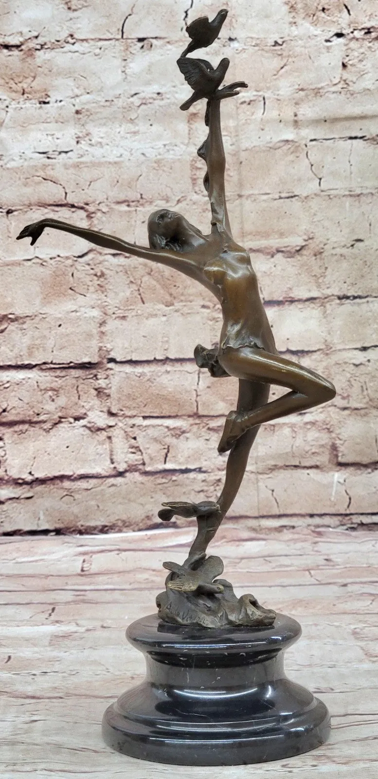 Bronze Sculpture by Italian Artist Aldo Vitaleh Dancer Ballerina Home Office