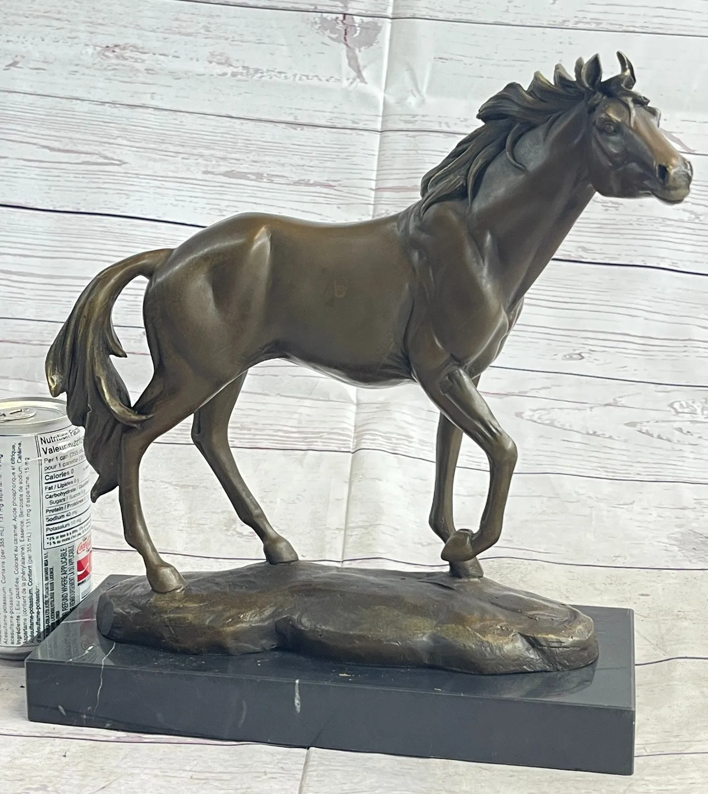 BRONZE STATUE SIGNED WILLIAMS WILD RACING STALLION HORSE SCULPTURE FIGURINE ART