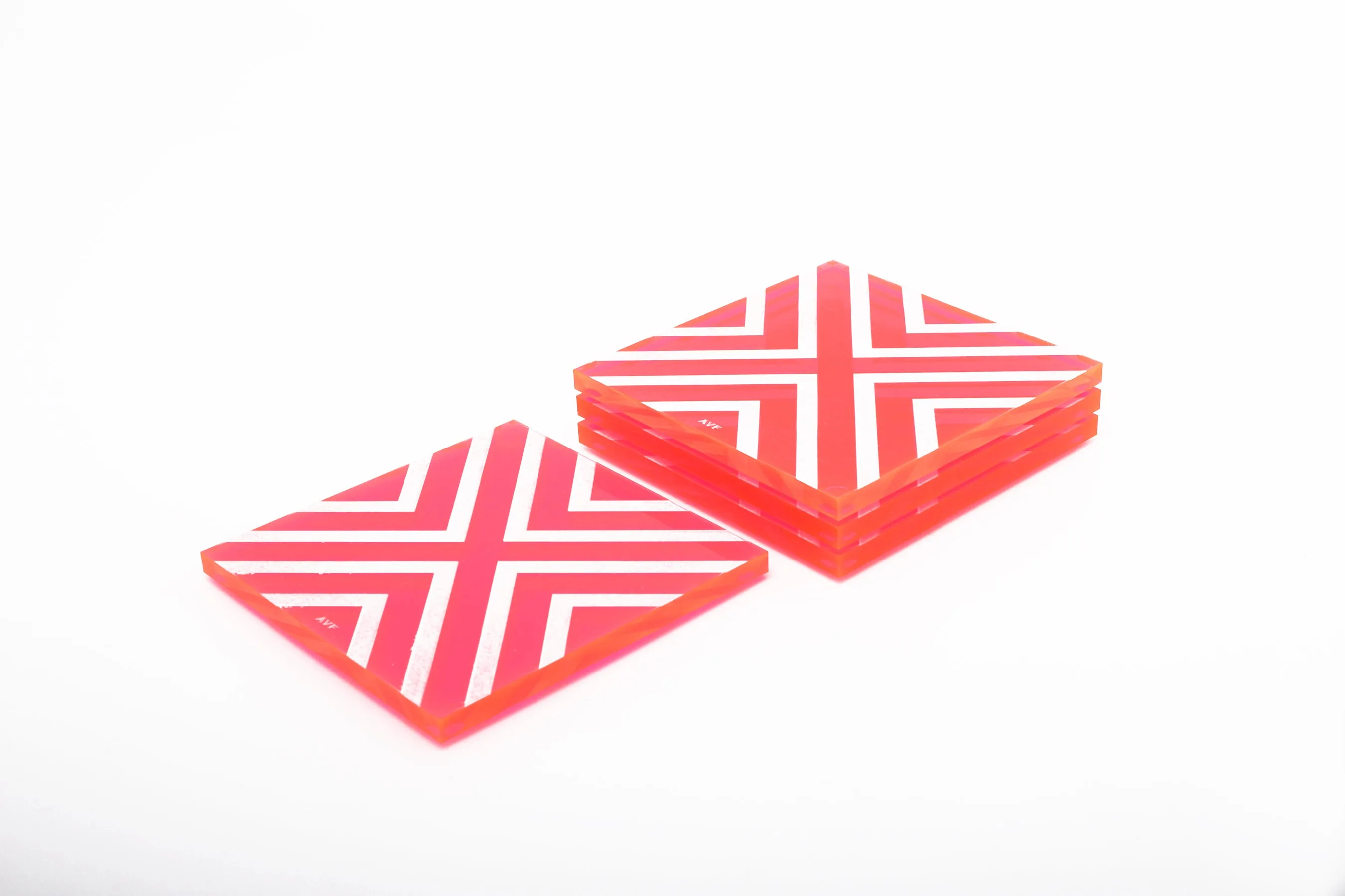 Chevron Coaster Set in Pink