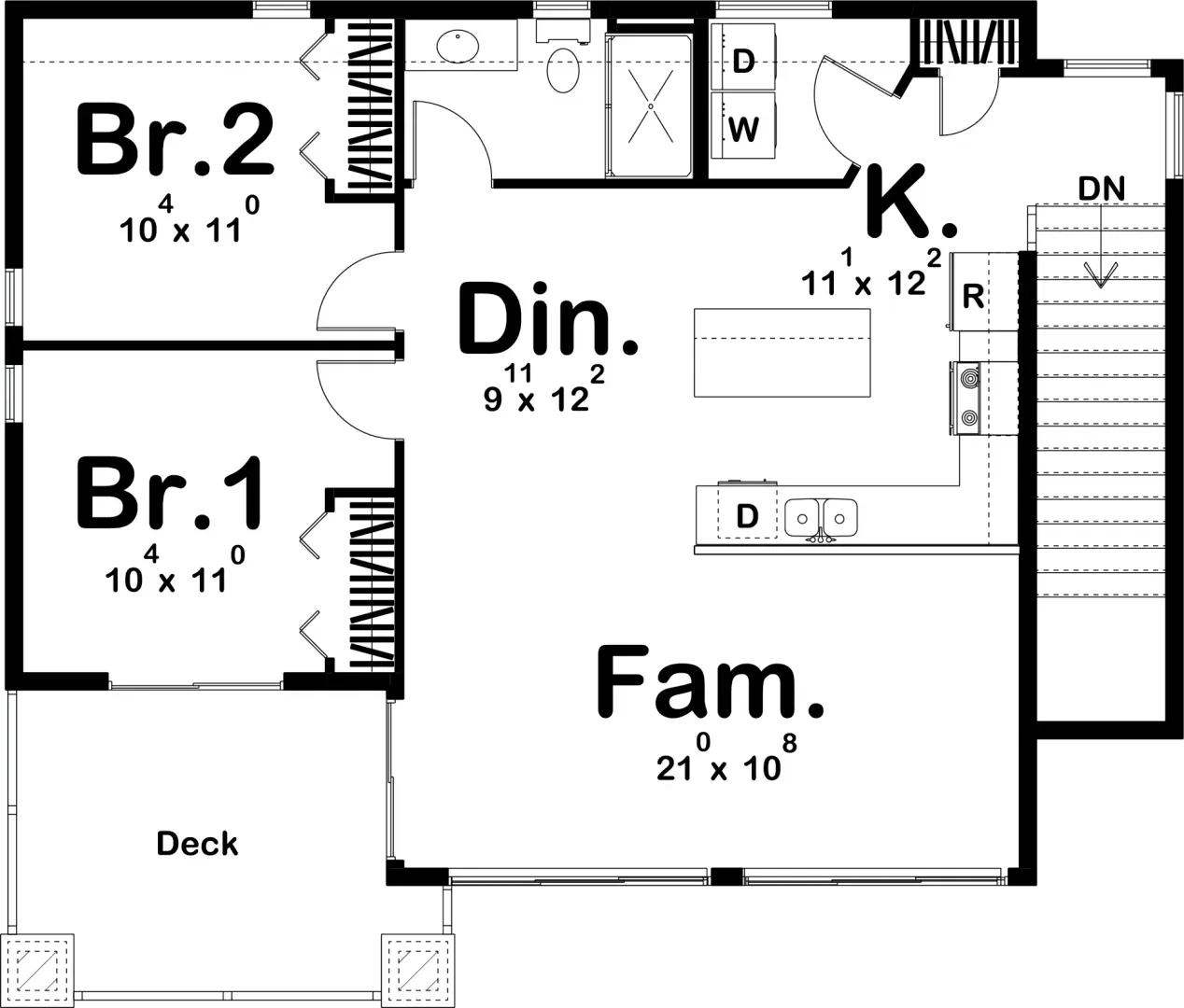 Compact 2-Bedroom Home Plan with Front Garage and Efficient Design