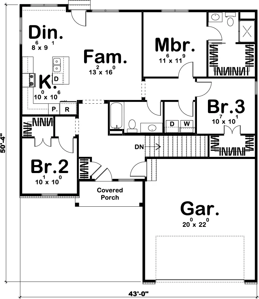 Cozy 3-Bedroom Home with Front Garage and Basement Foundation.