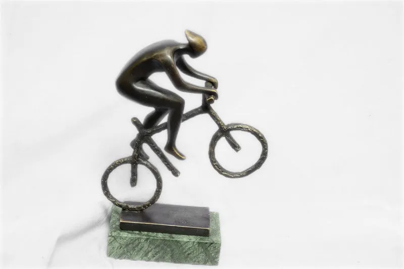 DESIGN CYCLIST SCULPTURE "RACER" decoration figure Racing bike bronze from Europ