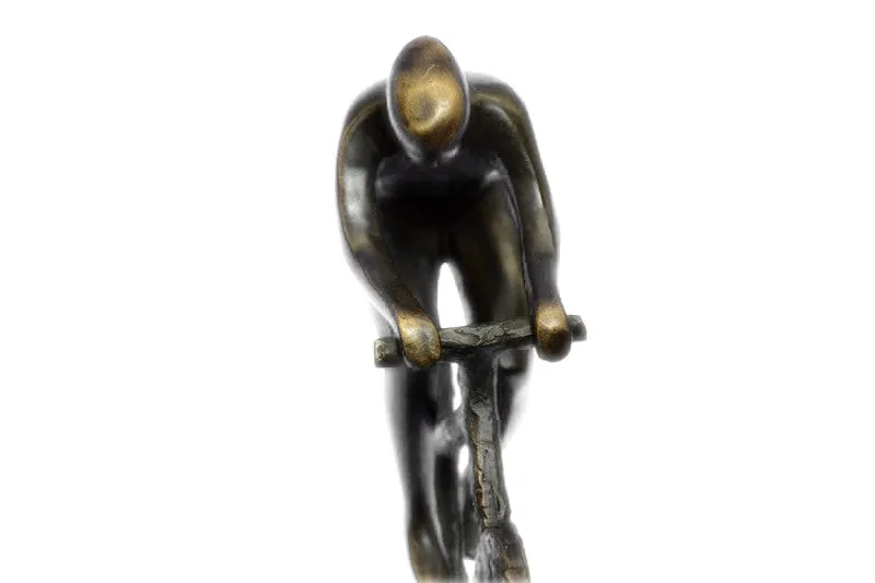 DESIGN CYCLIST SCULPTURE "RACER" decoration figure Racing bike bronze from Europ