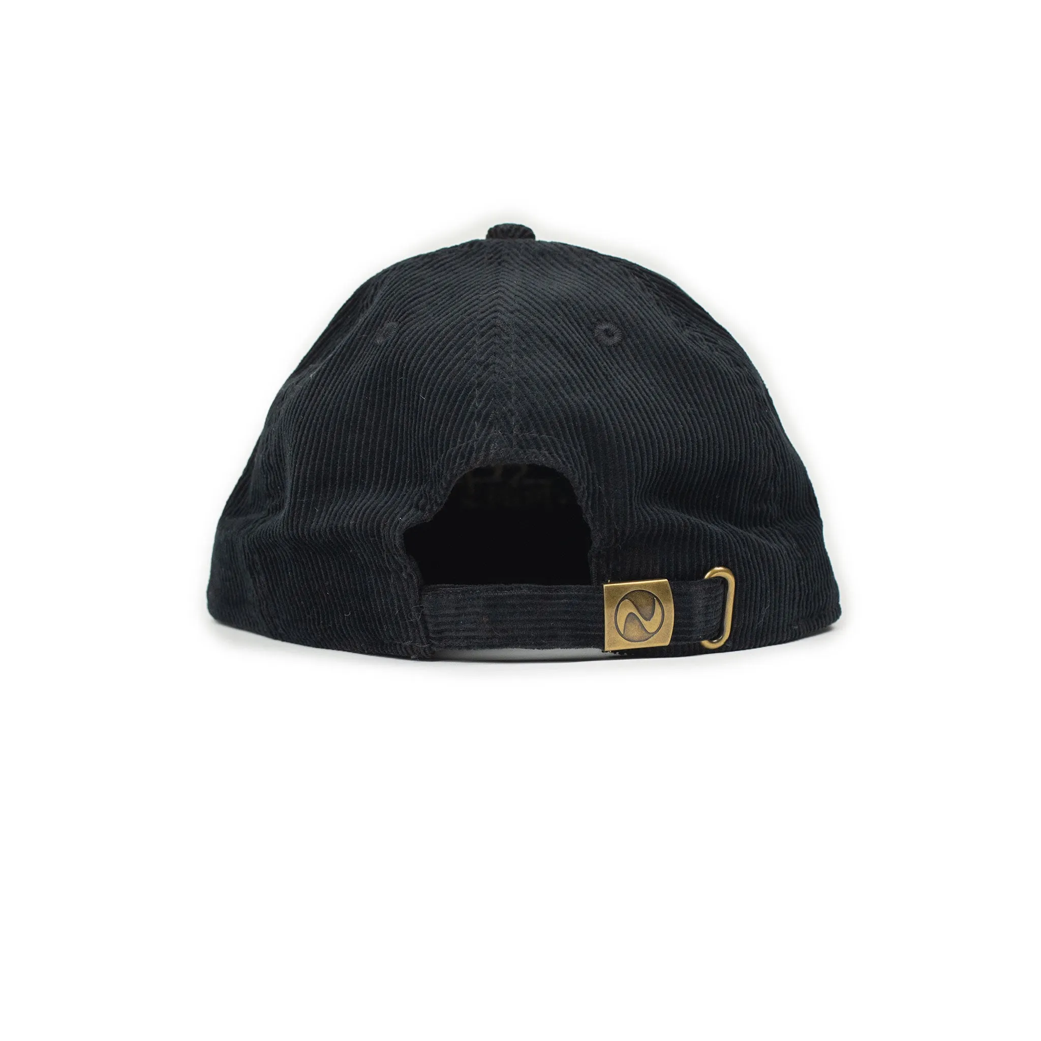 Exclusive corduroy cap in black with mallard embroidery (restock)