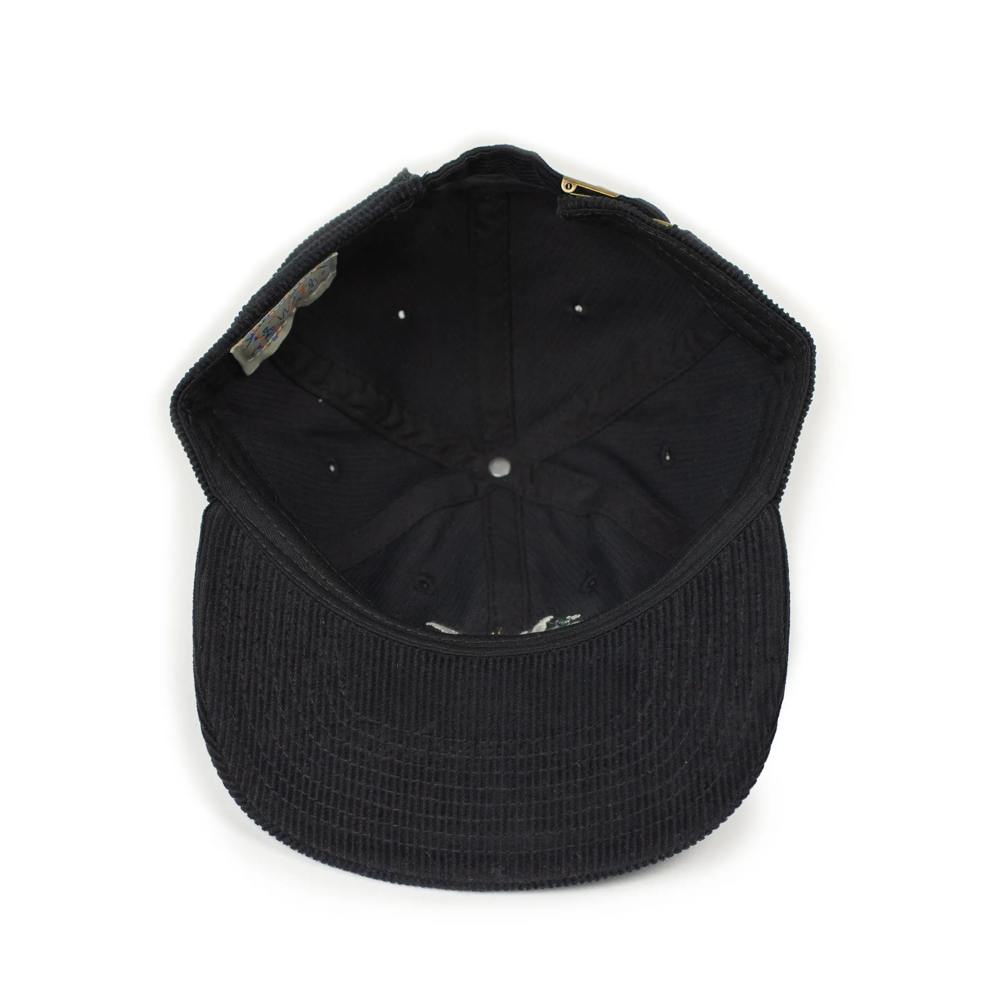 Exclusive corduroy cap in black with mallard embroidery (restock)