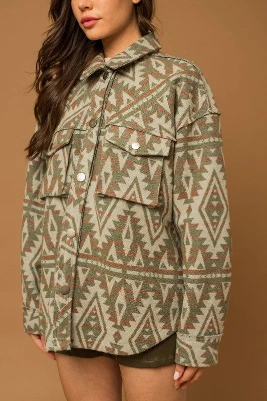 Gilli | 3D Pocket Aztec Print Shacket