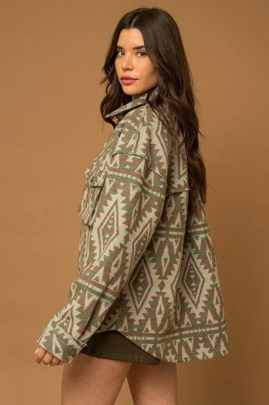 Gilli | 3D Pocket Aztec Print Shacket