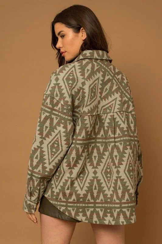 Gilli | 3D Pocket Aztec Print Shacket