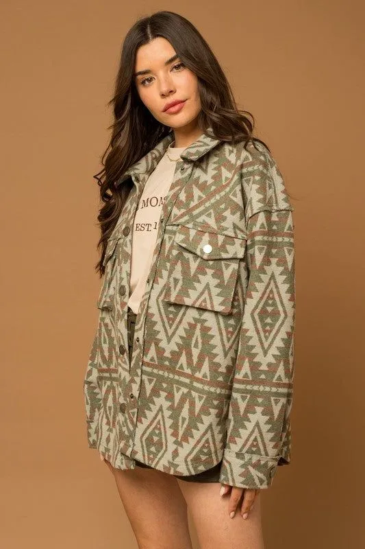 Gilli | 3D Pocket Aztec Print Shacket