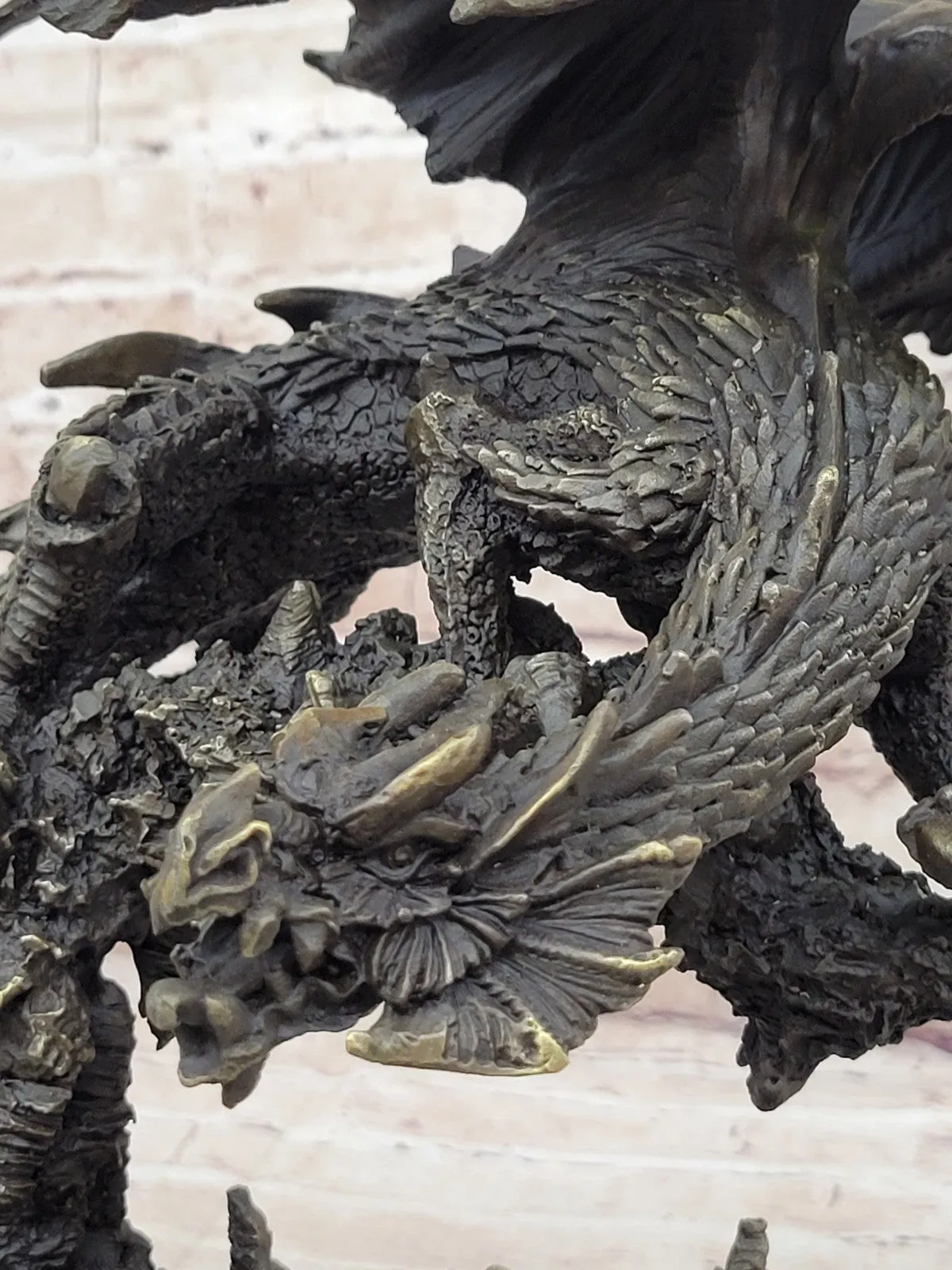 Handcrafted bronze sculpture SALE Dragon Flying Mythical Original Signed *