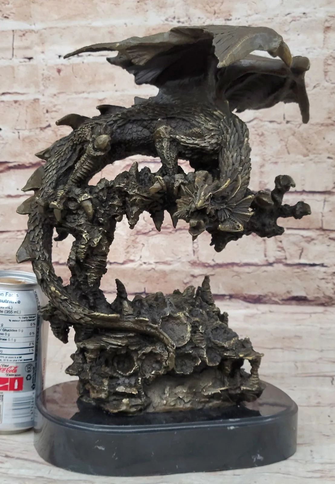 Handcrafted bronze sculpture SALE Dragon Flying Mythical Original Signed *