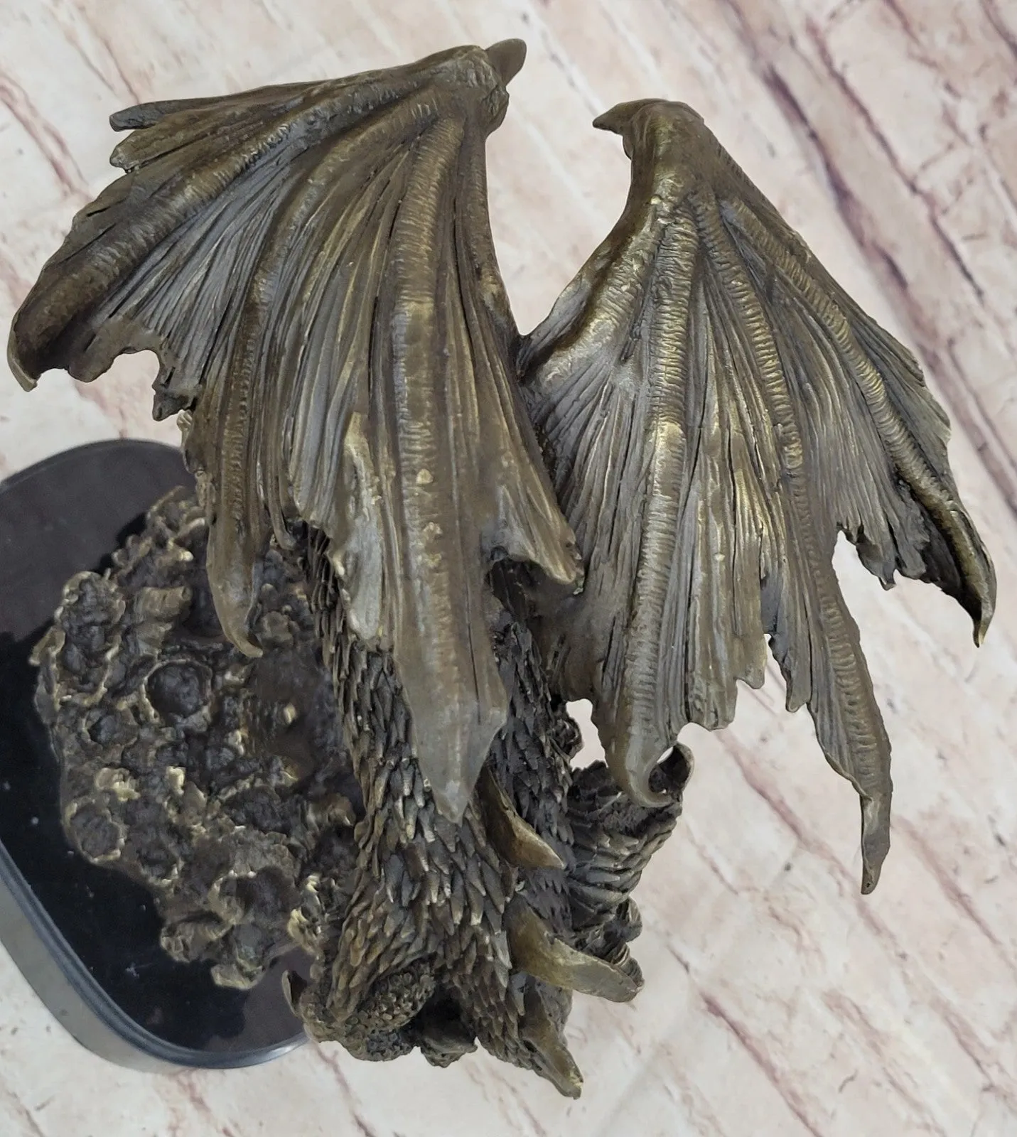 Handcrafted bronze sculpture SALE Dragon Flying Mythical Original Signed *