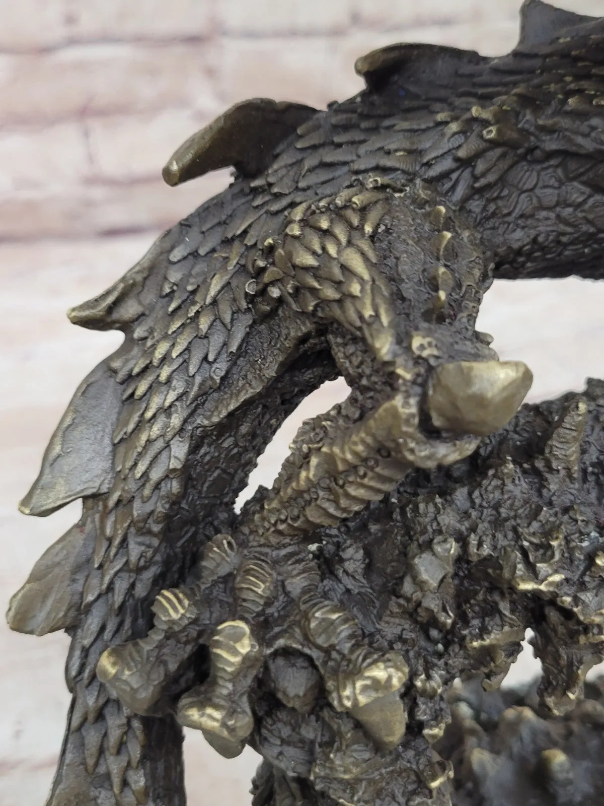 Handcrafted bronze sculpture SALE Dragon Flying Mythical Original Signed *