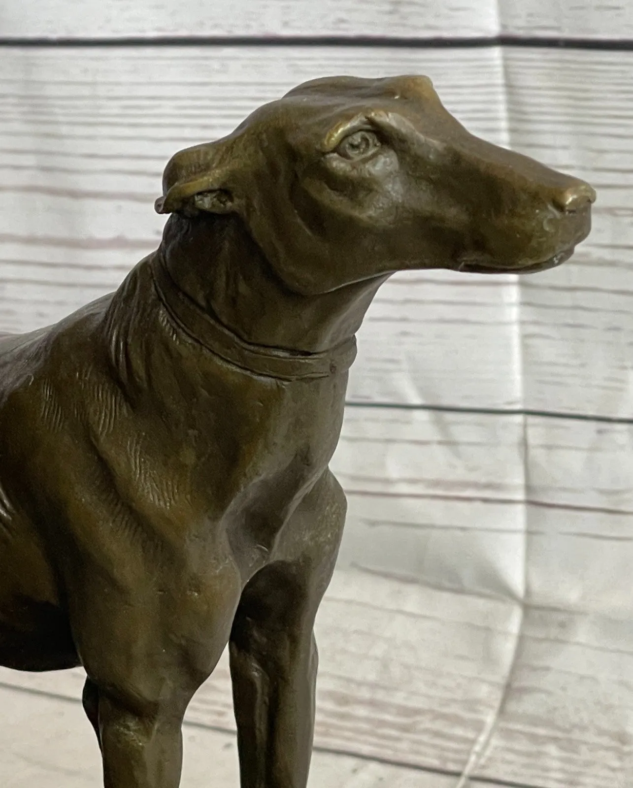 Handcrafted Detailed 2 Racing Dog Bronze Masterpiece Art Deco Figurine