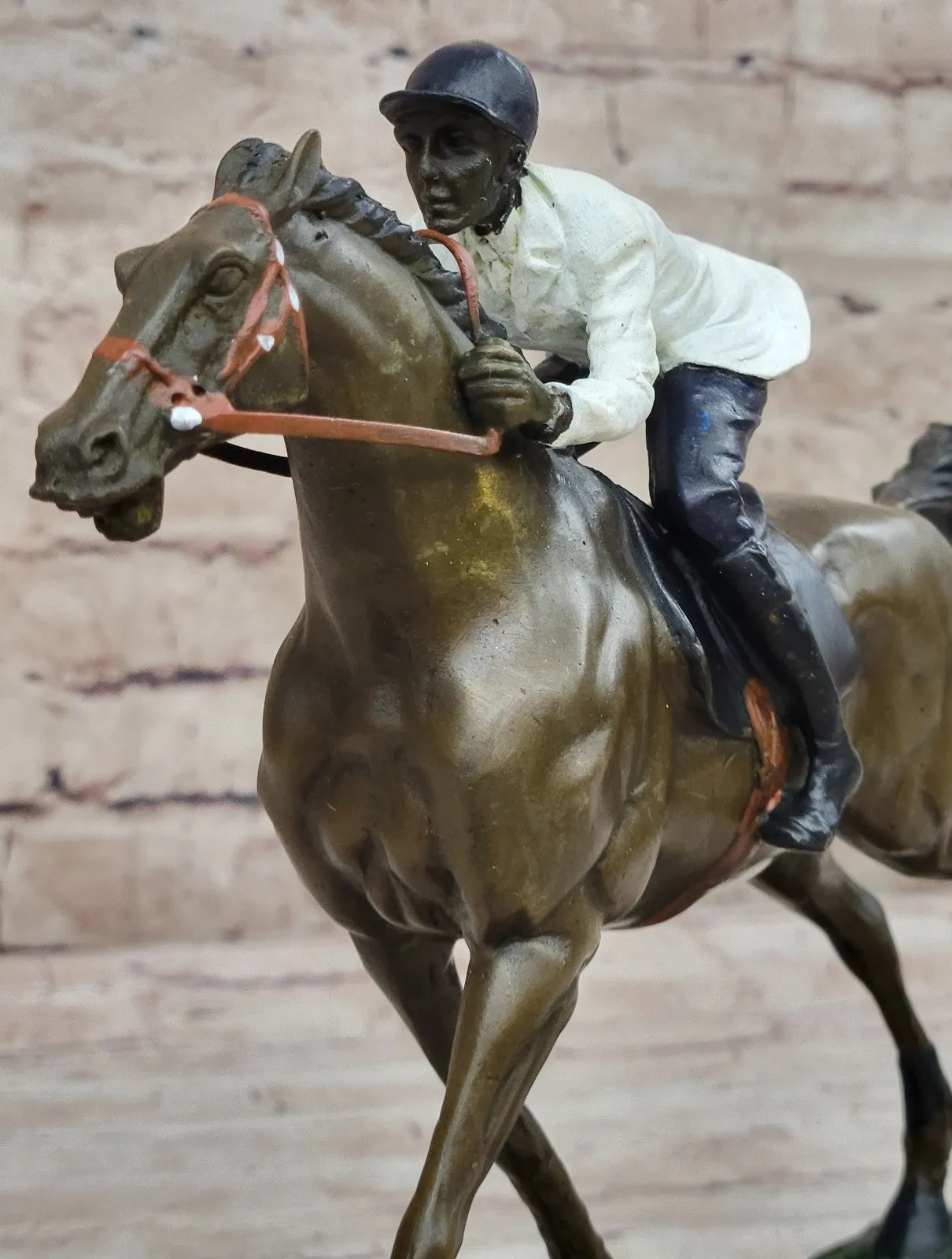 Horse Jockey Racing Equine Art Tribute Thoroughbred Bronze Marble Statue Gift