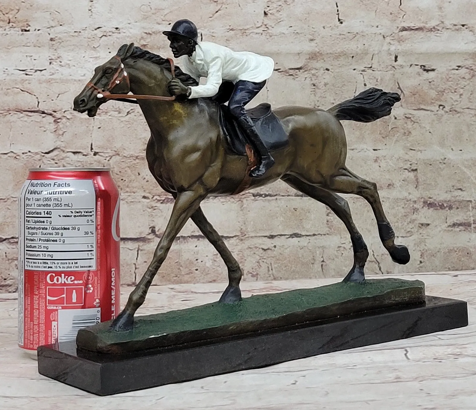 Horse Jockey Racing Equine Art Tribute Thoroughbred Bronze Marble Statue Gift