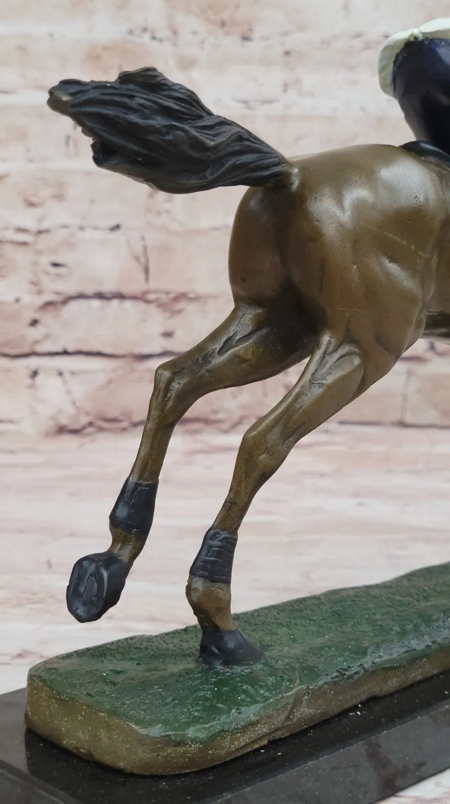 Horse Jockey Racing Equine Art Tribute Thoroughbred Bronze Marble Statue Gift