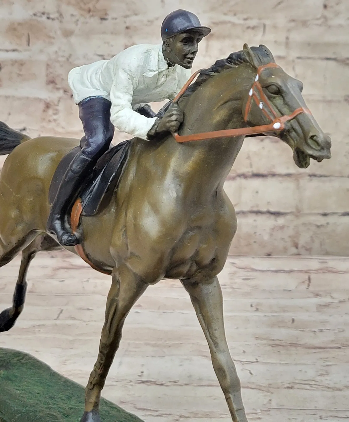 Horse Jockey Racing Equine Art Tribute Thoroughbred Bronze Marble Statue Gift