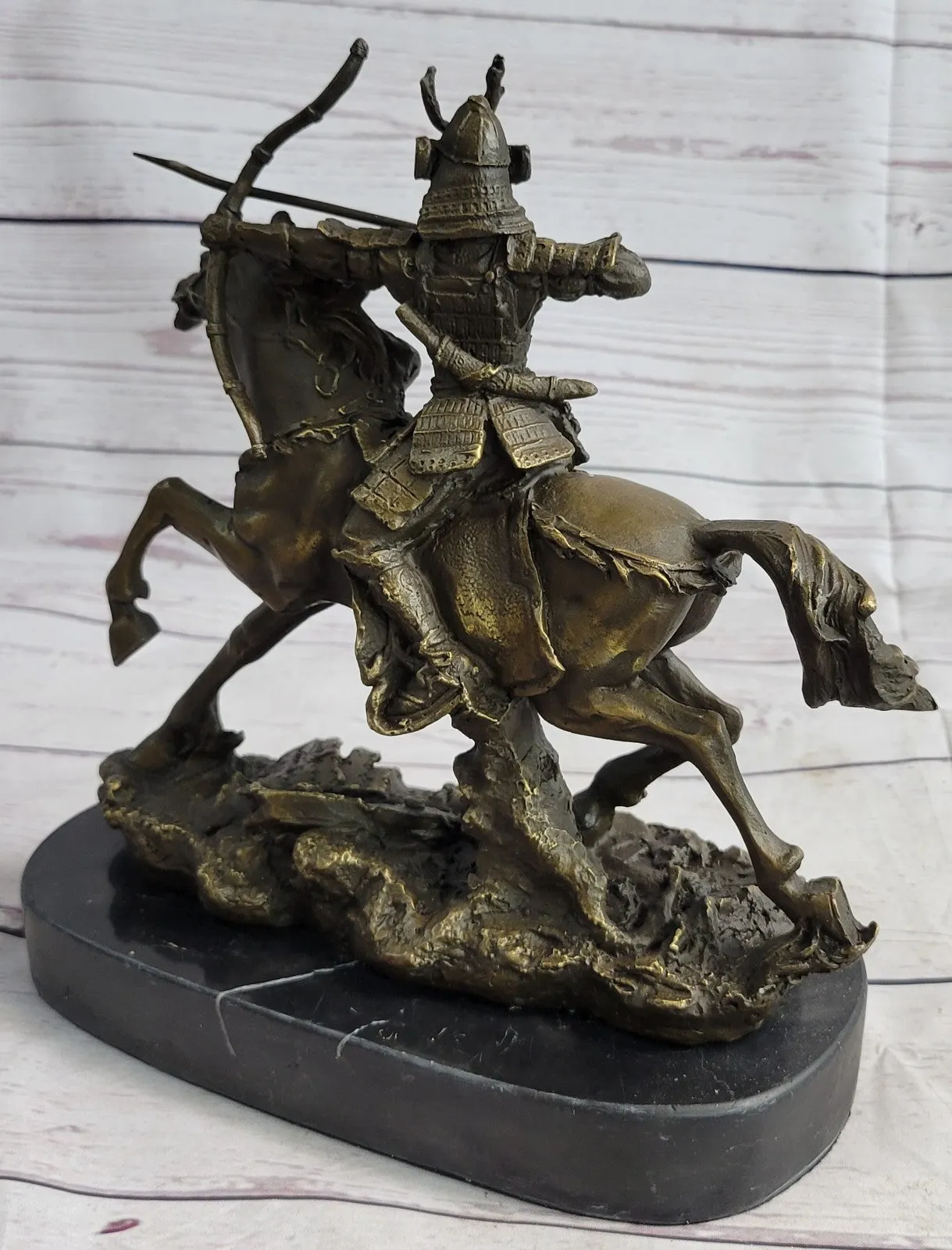 Japanese Bronze of a Samurai on Horseback Meiji Sculpture Signed No Reserve SALE