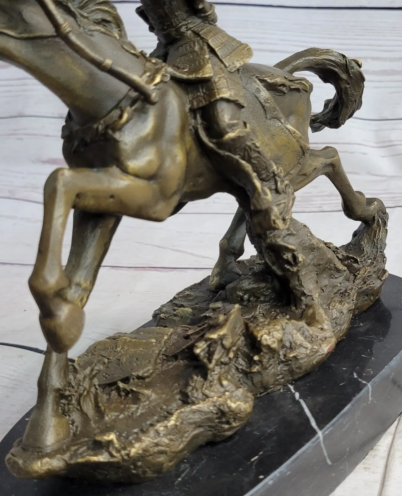 Japanese Bronze of a Samurai on Horseback Meiji Sculpture Signed No Reserve SALE