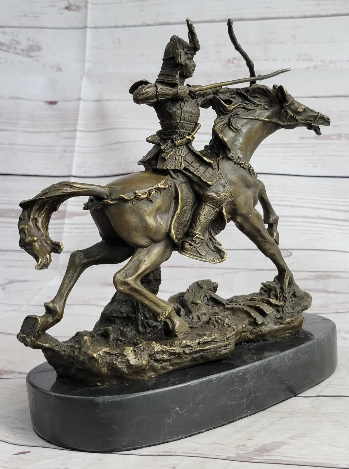 Japanese Bronze of a Samurai on Horseback Meiji Sculpture Signed No Reserve SALE