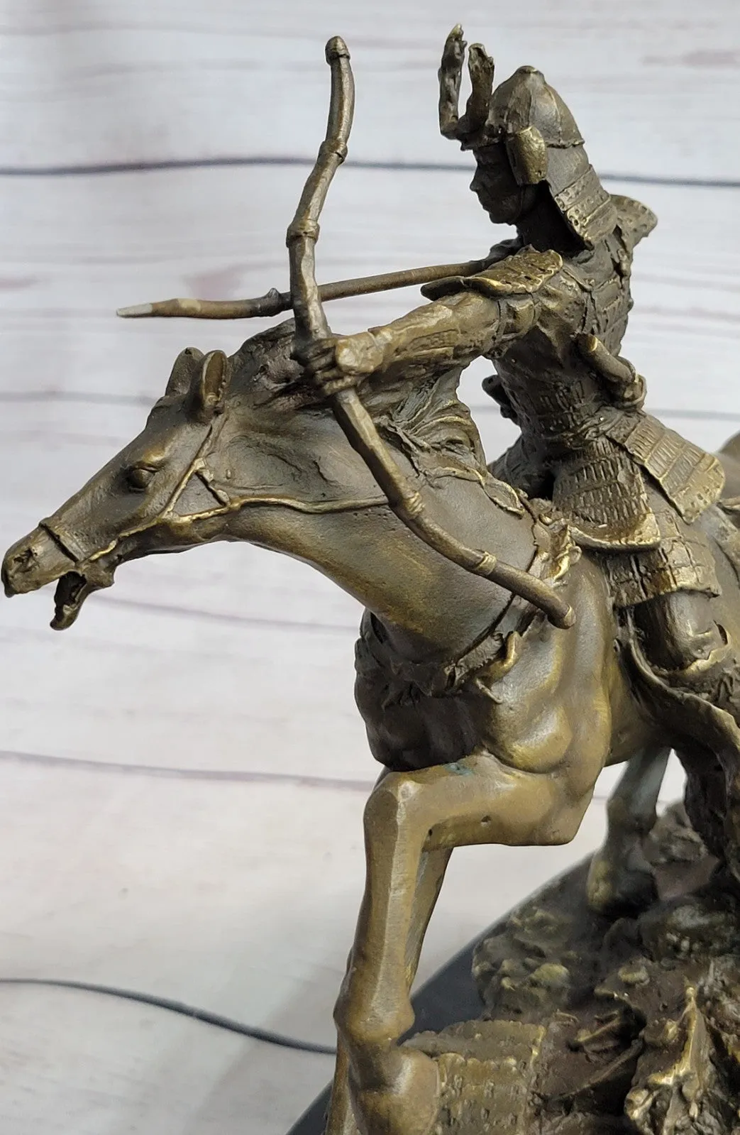 Japanese Bronze of a Samurai on Horseback Meiji Sculpture Signed No Reserve SALE