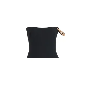 Laurel Top in Black Wool Silk Cady