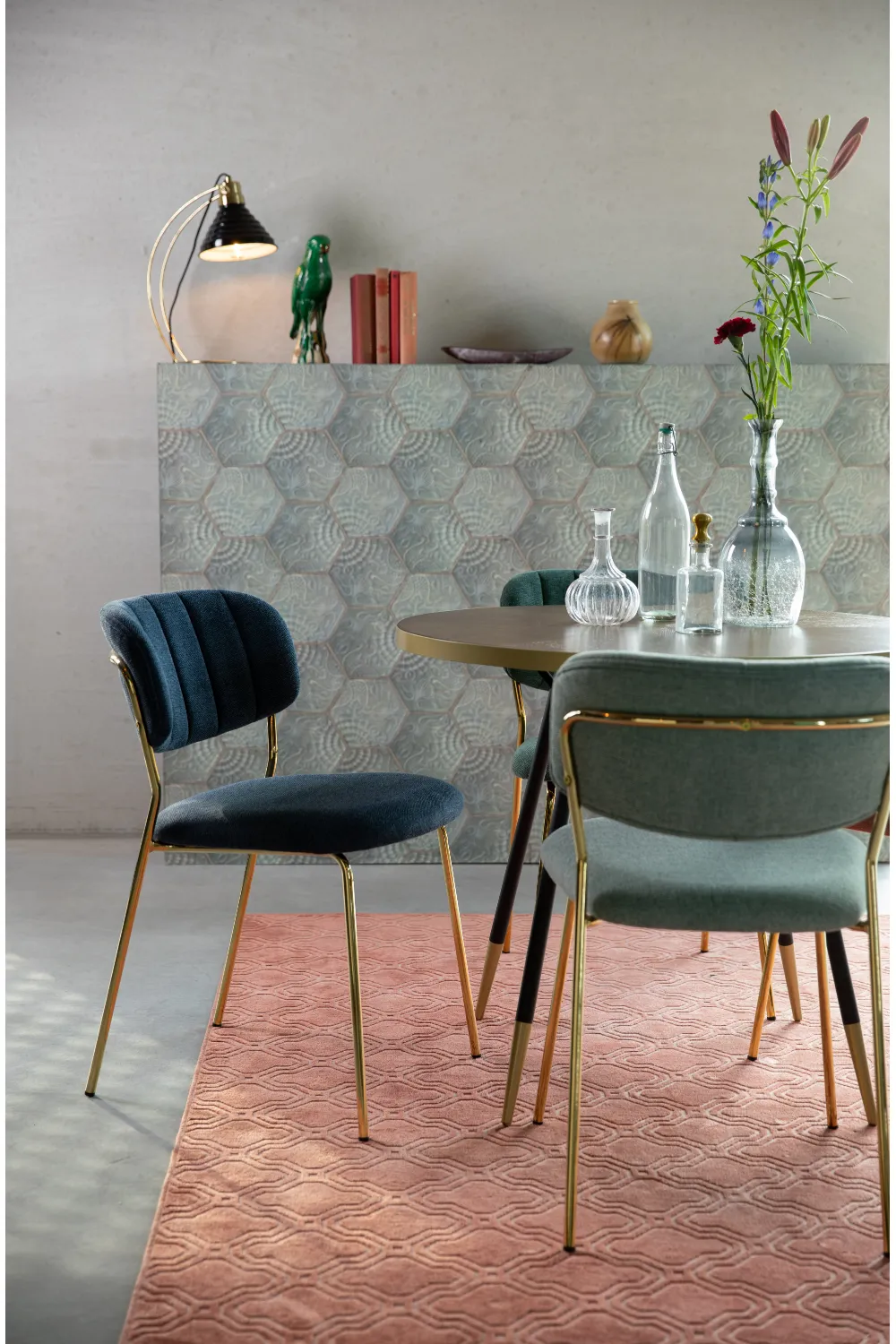 Mixed Fabric Upholstered Dining Chairs (2) | DF Jolien