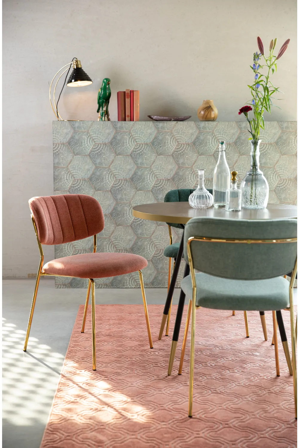 Mixed Fabric Upholstered Dining Chairs (2) | DF Jolien