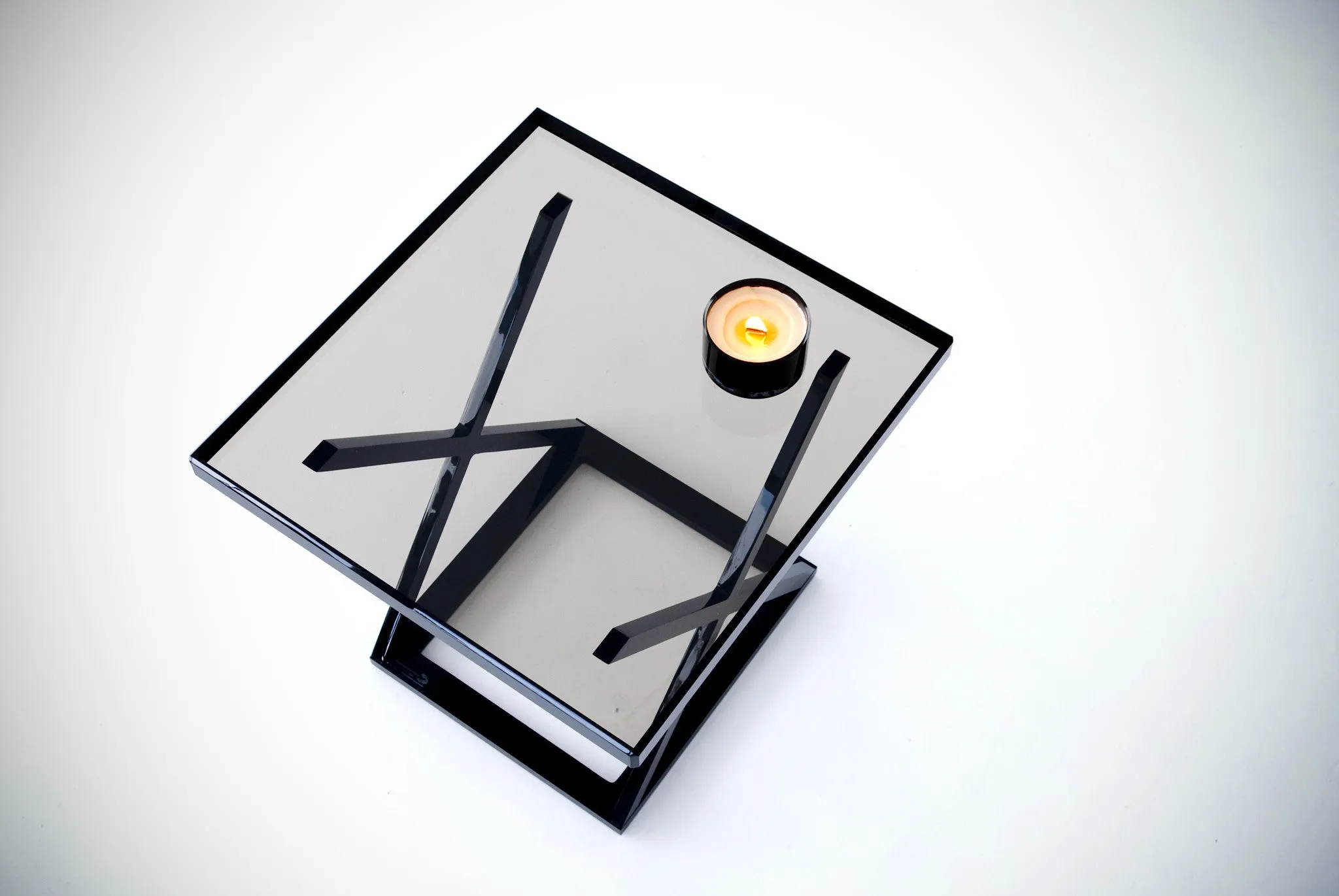 Revolver Occasional Table in Black with Bronze Tabletop