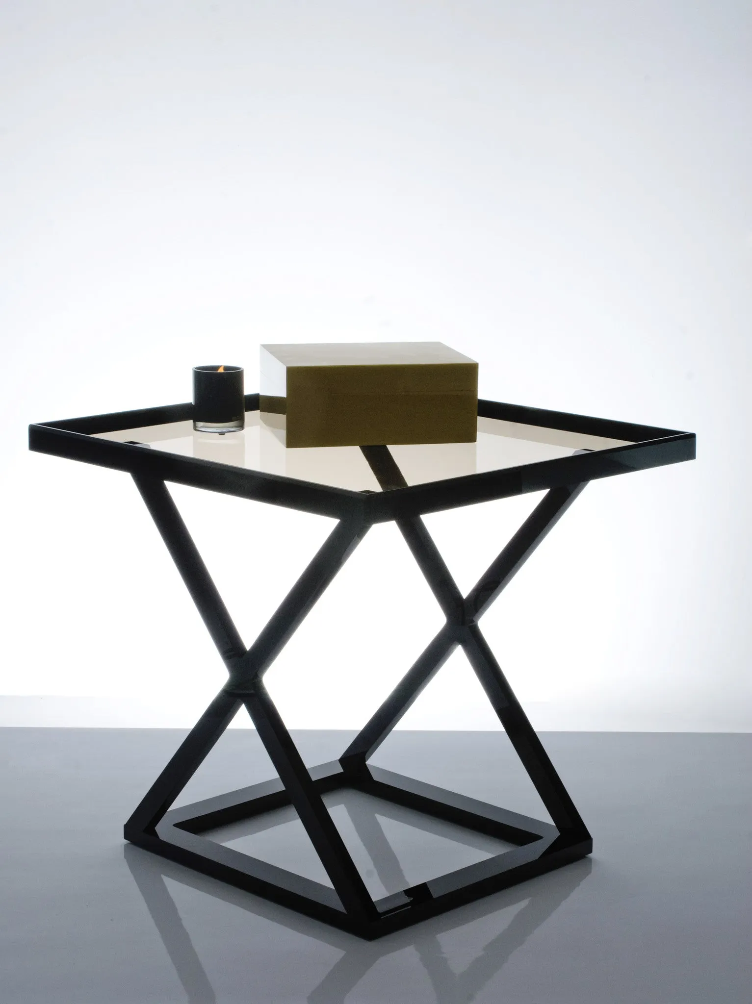 Revolver Occasional Table in Black with Bronze Tabletop