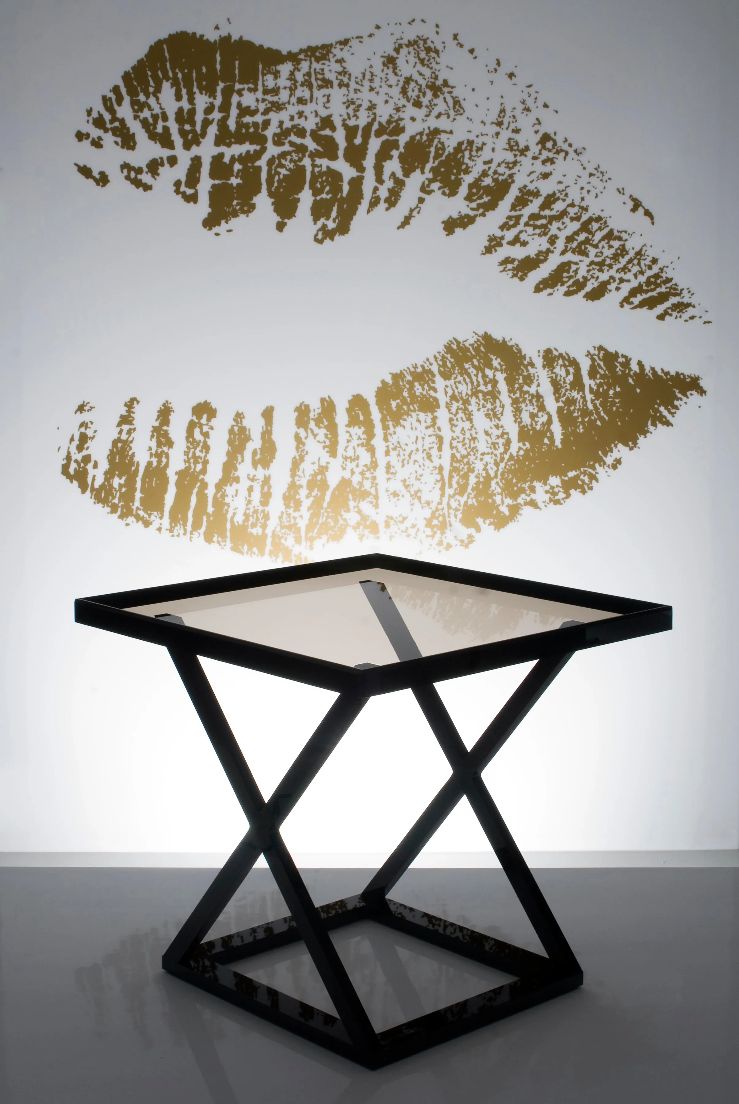 Revolver Occasional Table in Black with Bronze Tabletop