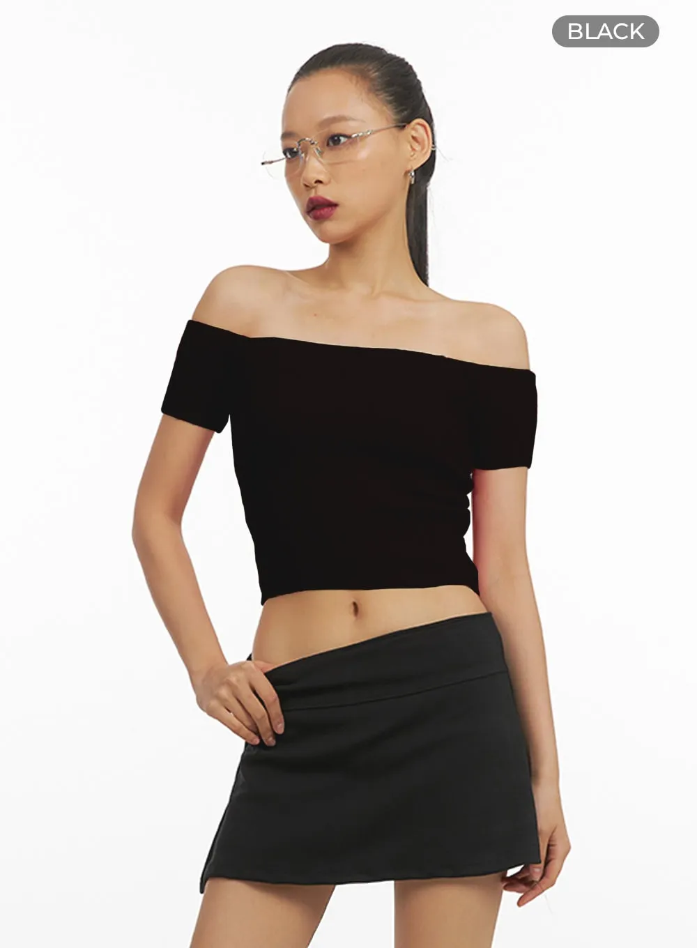 Ribbed Off-Shoulder Top IY422