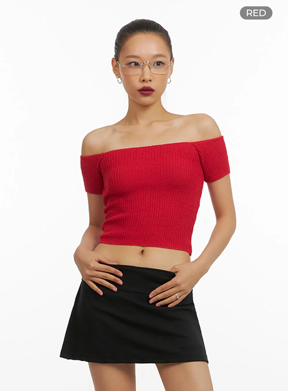 Ribbed Off-Shoulder Top IY422