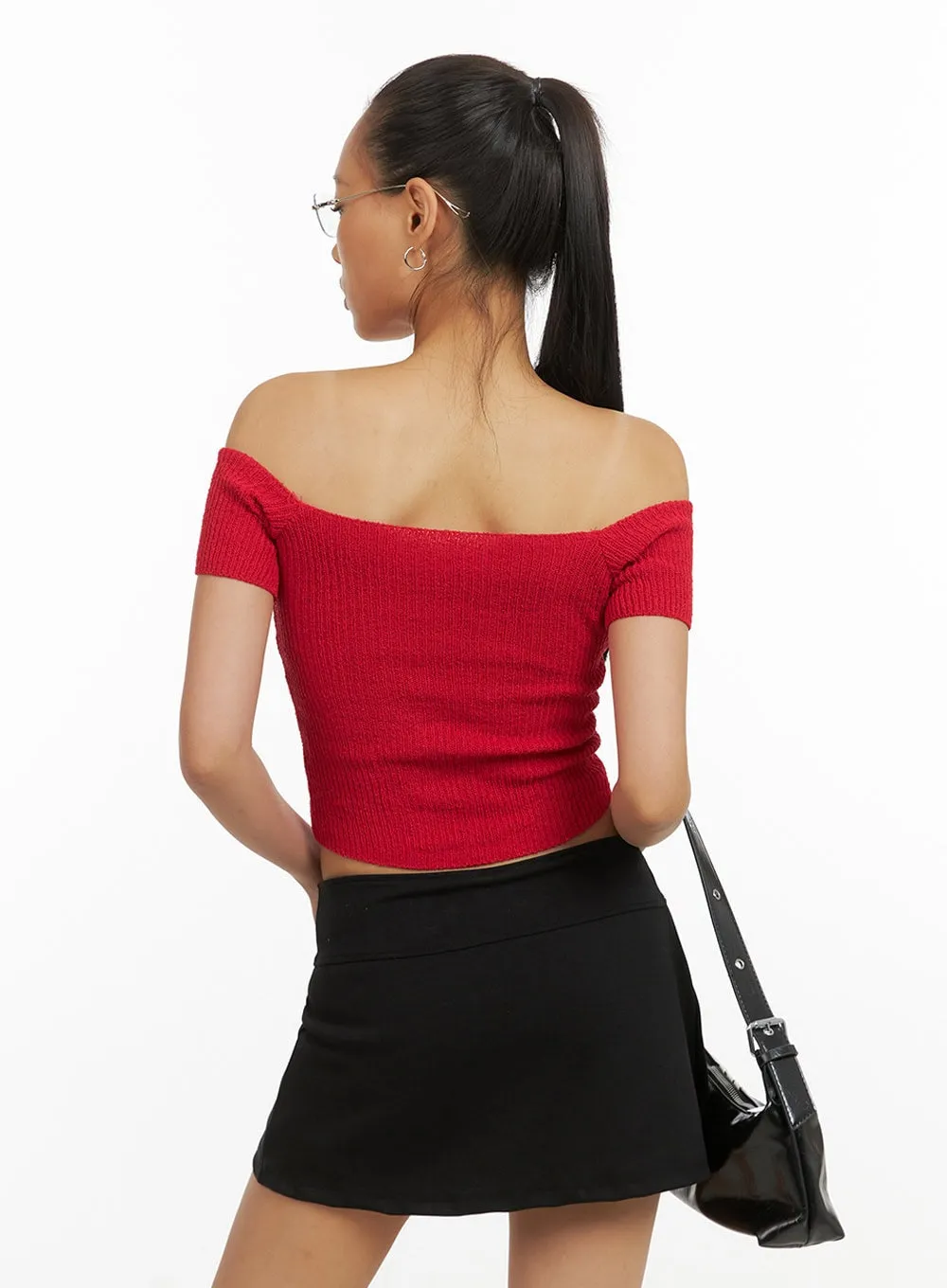 Ribbed Off-Shoulder Top IY422