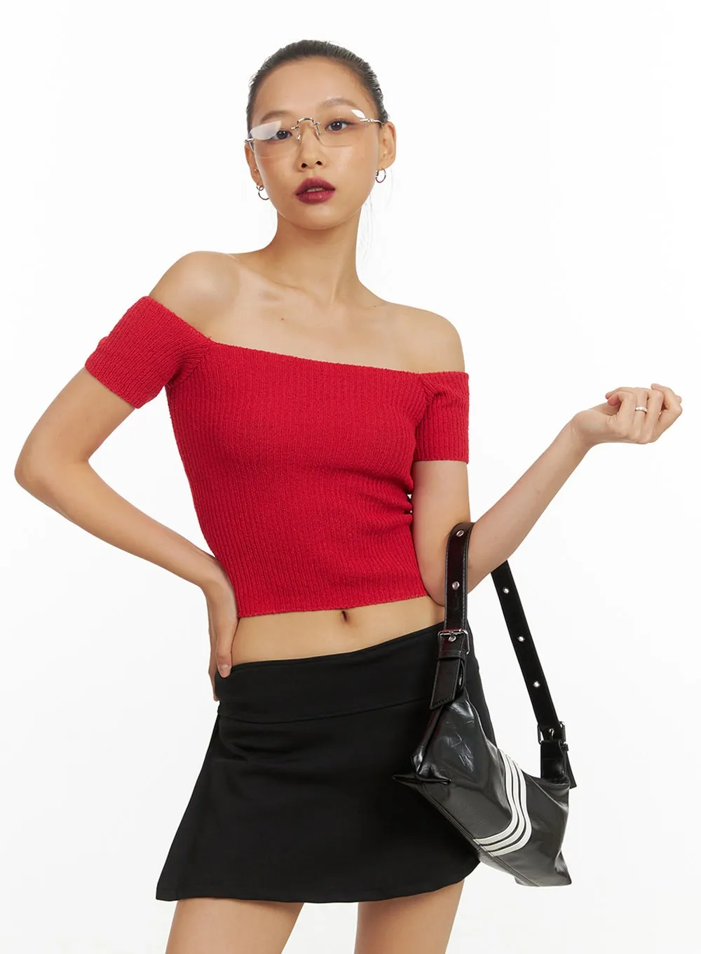 Ribbed Off-Shoulder Top IY422