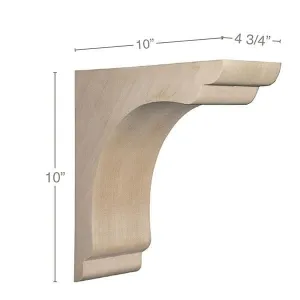 Shaker Overhang Bar Bracket Corbel, 4 3/4"w x 10"h x 10"d