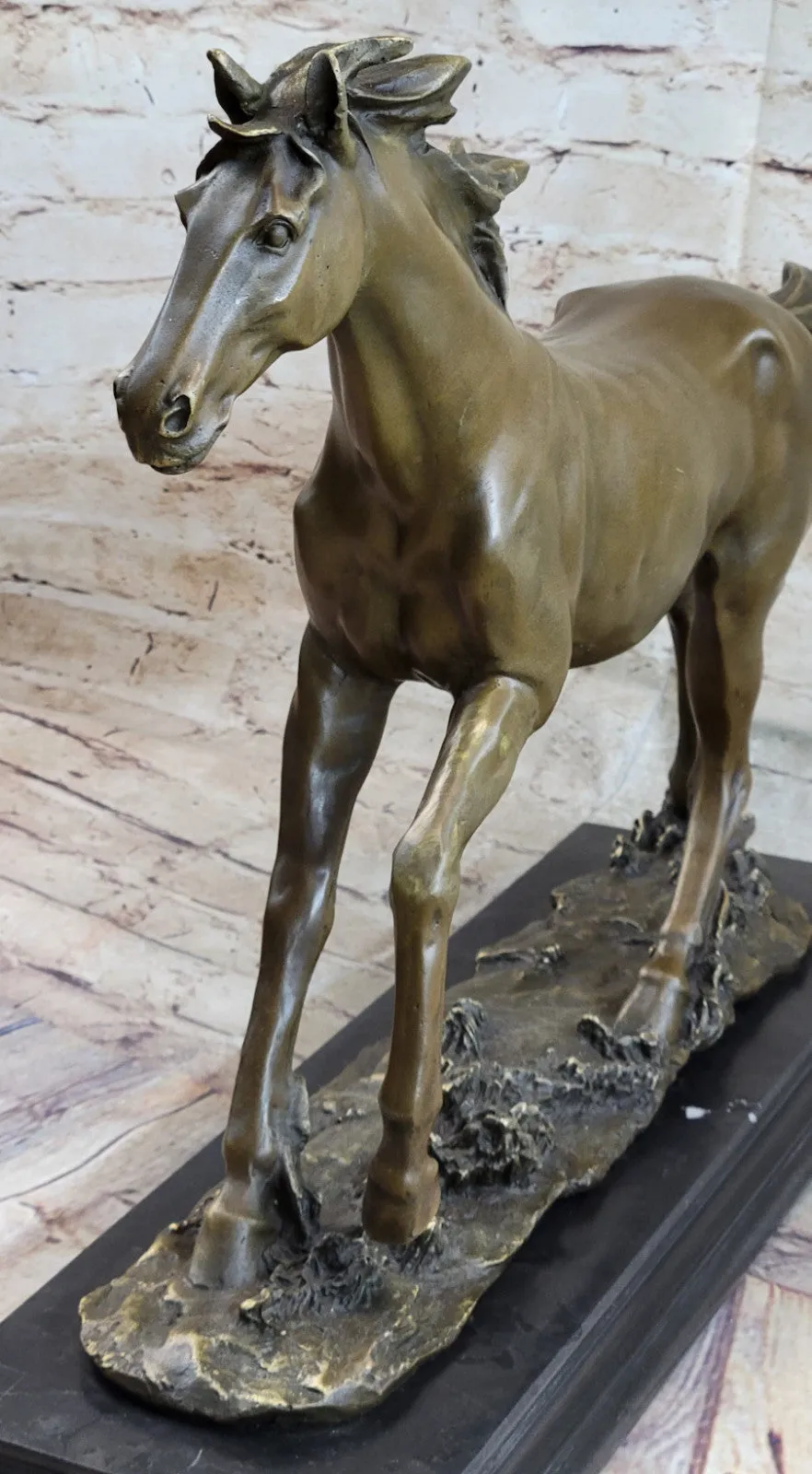 SIGNED: MENE, WILD RACING STALLION HORSE BRONZE SCULPTURE RUNNING HORSE FIGURE