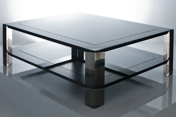 Sledge Coffee Table in Black w/ Bronze Legs