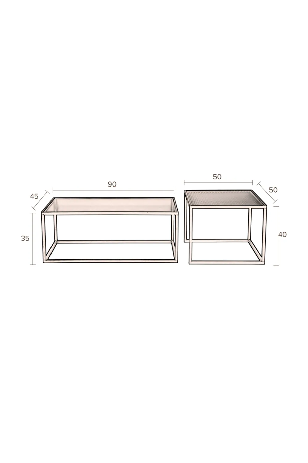 Square Glass Nesting Coffee Table Set | Dutchbone Boli