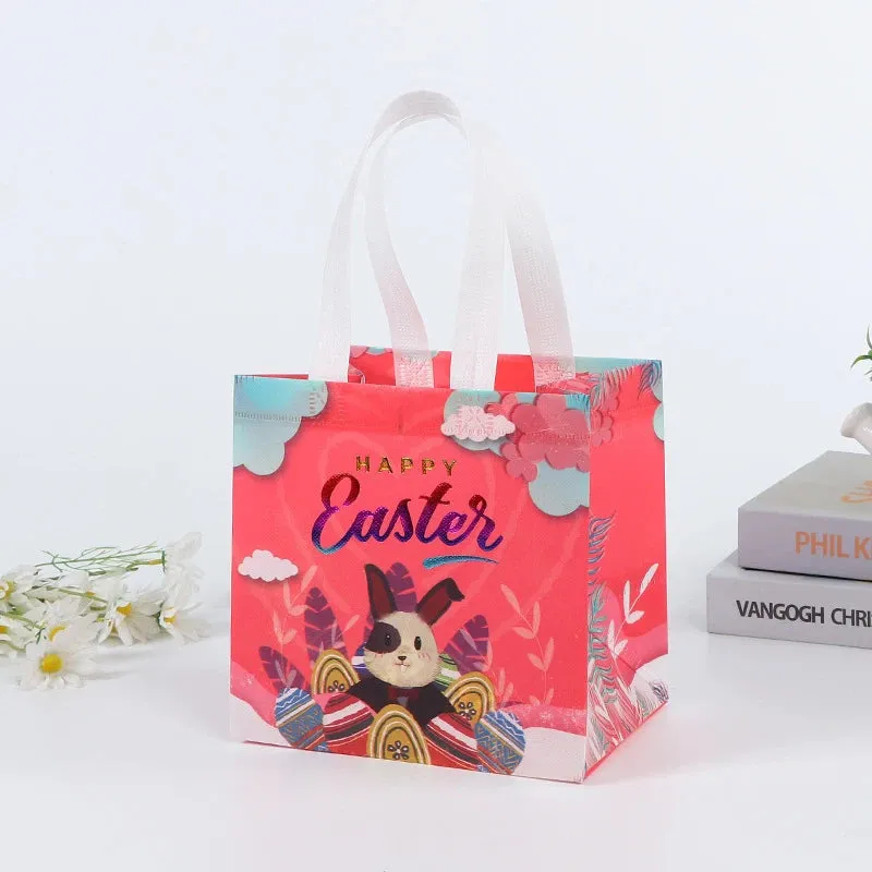 StoBag Easter Laminated Non Woven Tote Bags Easter Egg Hunting Party Reusable Eco-friendly Gift Wrapping Suppliy Wholesale 12pcs