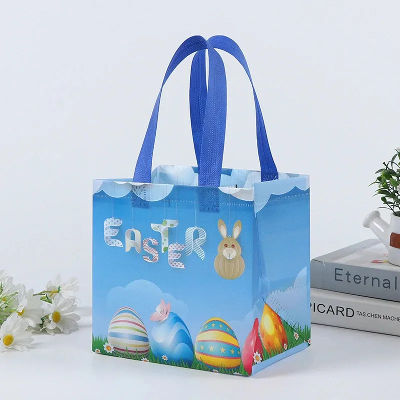 StoBag Easter Laminated Non Woven Tote Bags Easter Egg Hunting Party Reusable Eco-friendly Gift Wrapping Suppliy Wholesale 12pcs