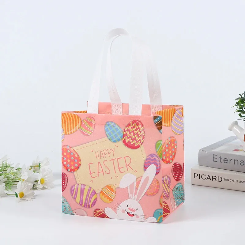 StoBag Easter Laminated Non Woven Tote Bags Easter Egg Hunting Party Reusable Eco-friendly Gift Wrapping Suppliy Wholesale 12pcs