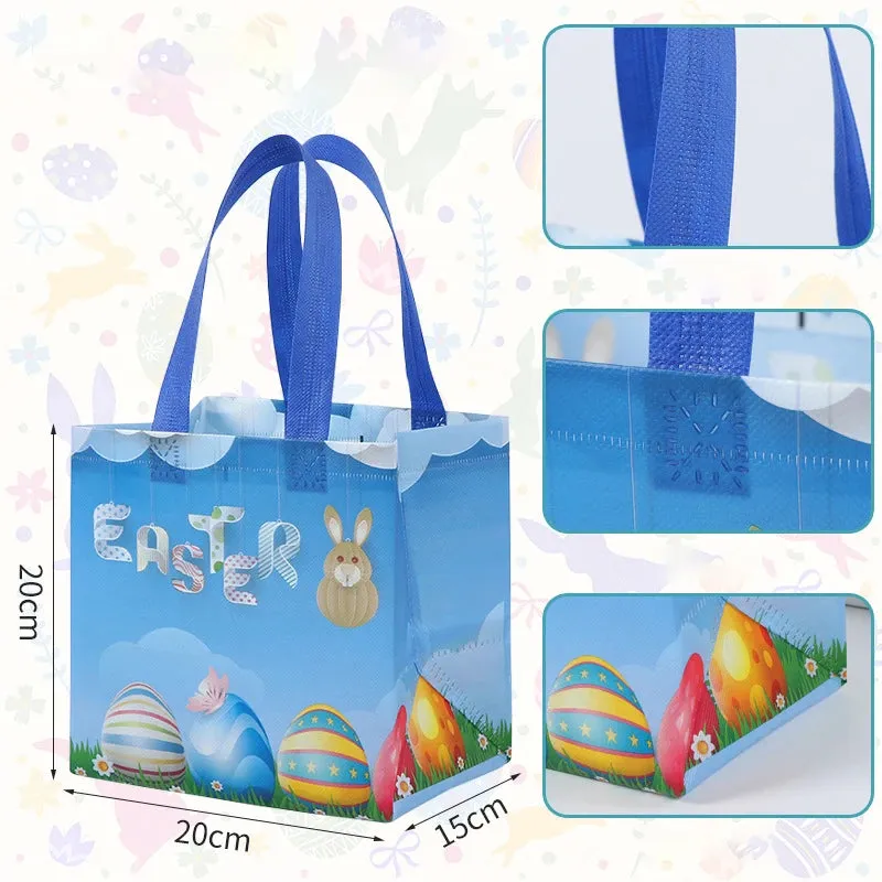 StoBag Easter Laminated Non Woven Tote Bags Easter Egg Hunting Party Reusable Eco-friendly Gift Wrapping Suppliy Wholesale 12pcs