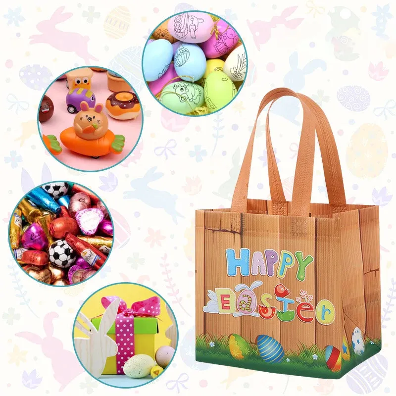 StoBag Easter Laminated Non Woven Tote Bags Easter Egg Hunting Party Reusable Eco-friendly Gift Wrapping Suppliy Wholesale 12pcs