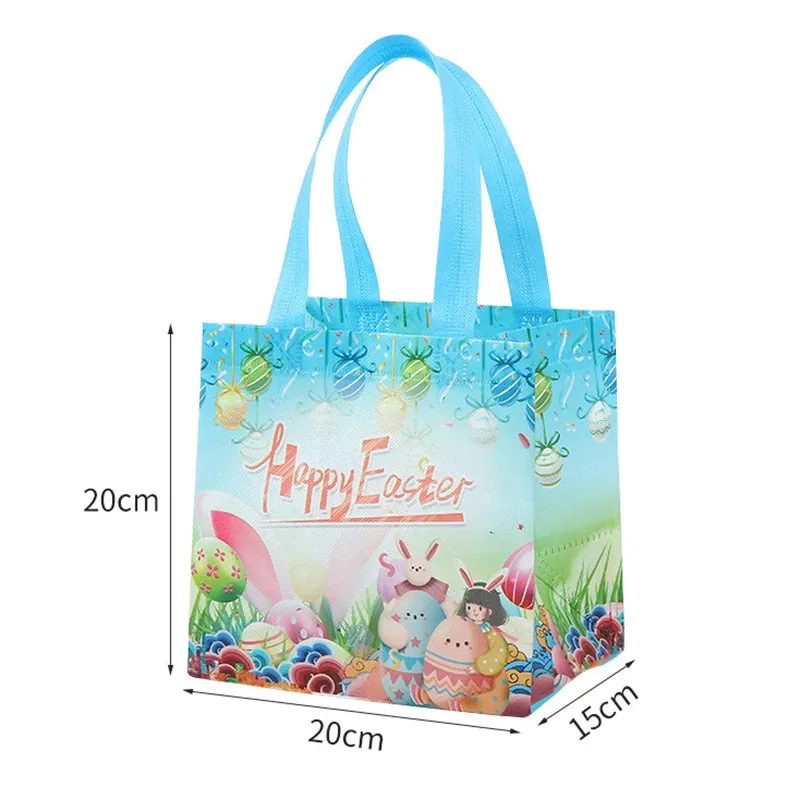 StoBag Easter Laminated Non Woven Tote Bags Easter Egg Hunting Party Reusable Eco-friendly Gift Wrapping Suppliy Wholesale 12pcs