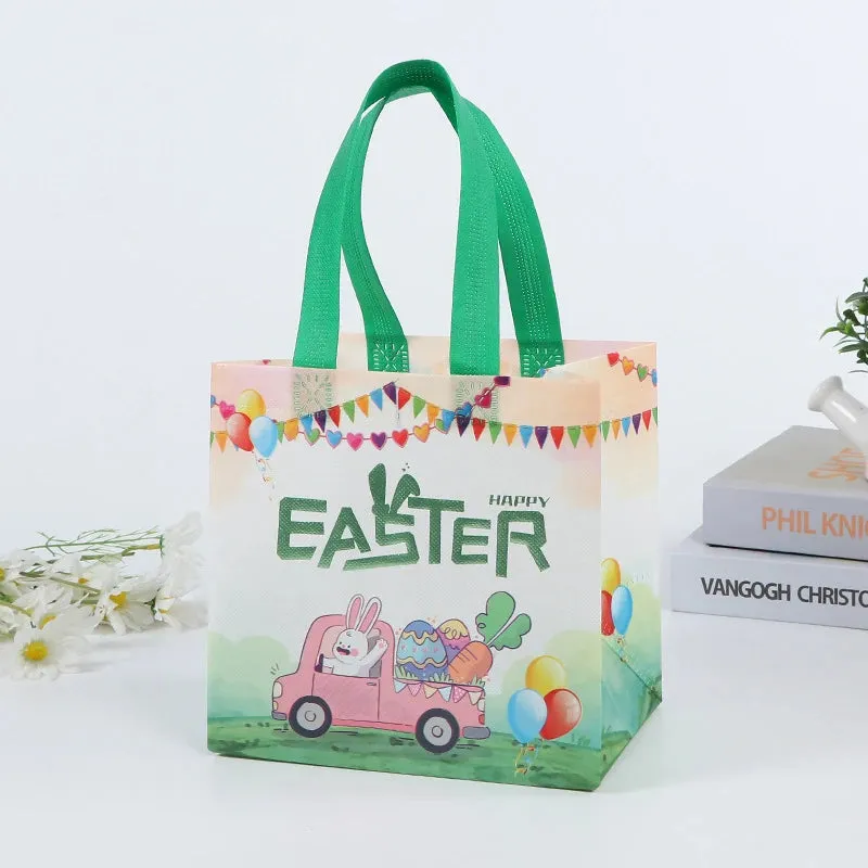 StoBag Easter Laminated Non Woven Tote Bags Easter Egg Hunting Party Reusable Eco-friendly Gift Wrapping Suppliy Wholesale 12pcs