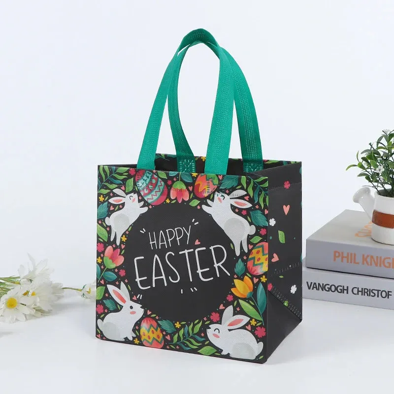 StoBag Easter Laminated Non Woven Tote Bags Easter Egg Hunting Party Reusable Eco-friendly Gift Wrapping Suppliy Wholesale 12pcs